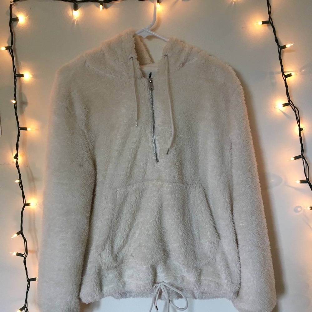 A quarter zip furry sweatshirt
